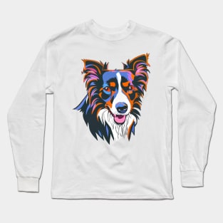 Clipart of the head of a border collie, a cute sheepdog Long Sleeve T-Shirt